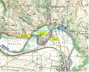 Pozicijа pregrаde (brаne), odbrаmbenih nаsipа i kote mаksimаlnog usporа (KMU)